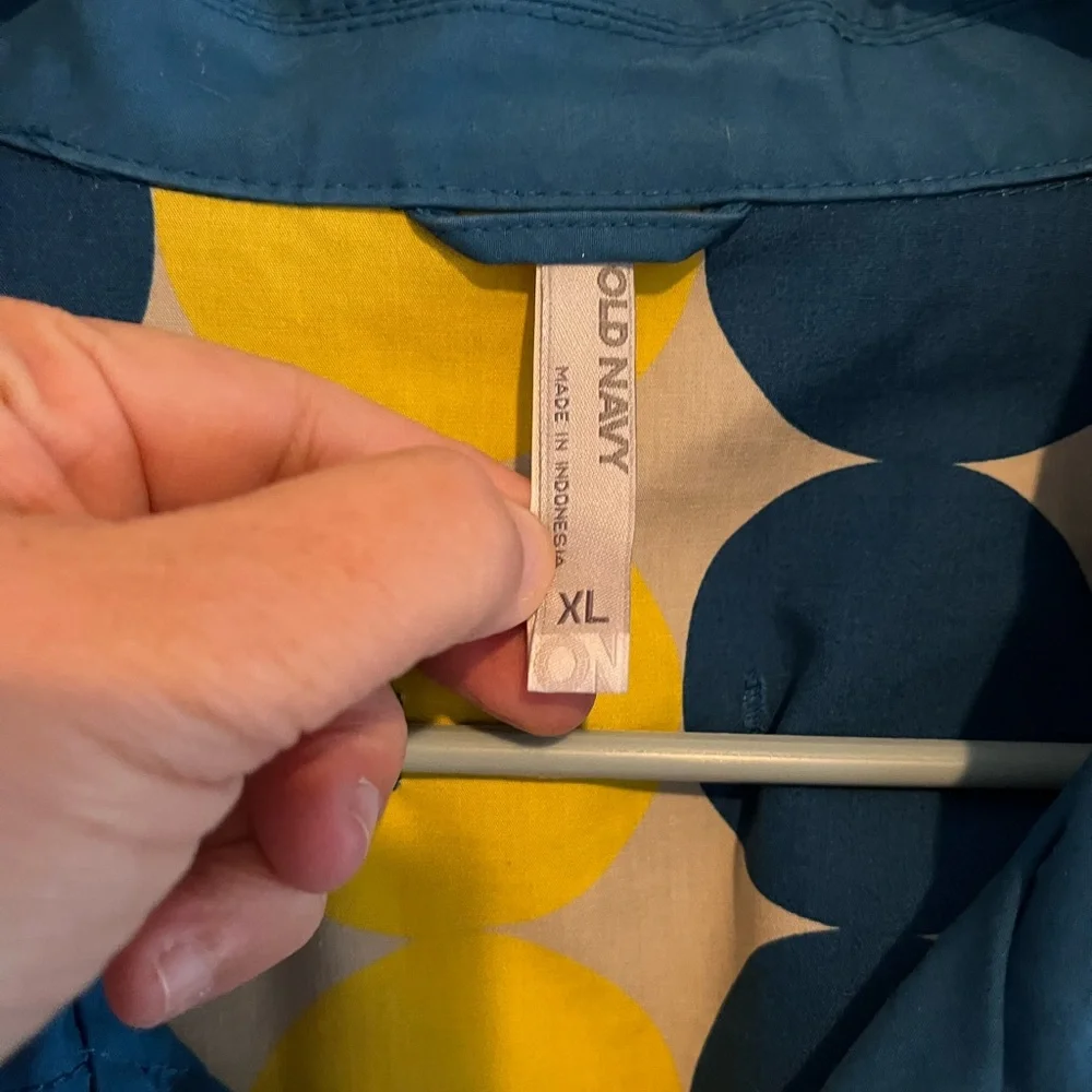 Old Navy Blue 3 Button 100% Cotton Classic Front Pockets Trench Coat XL Preppy - Picture 6 of 13